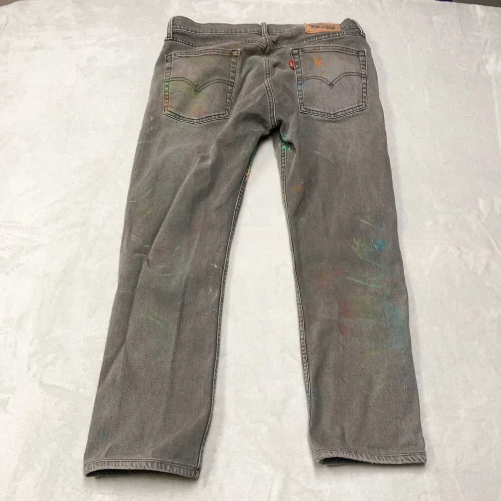 Levi's 65504 Straight Leg Jeans Men 32x29 Gray Upcycled PAINT SPLATTER THRASHED